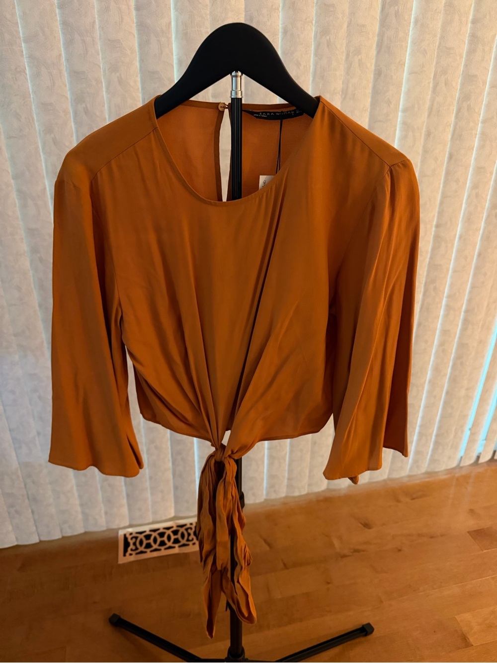 Zara Rust Tie-Front Crop Top